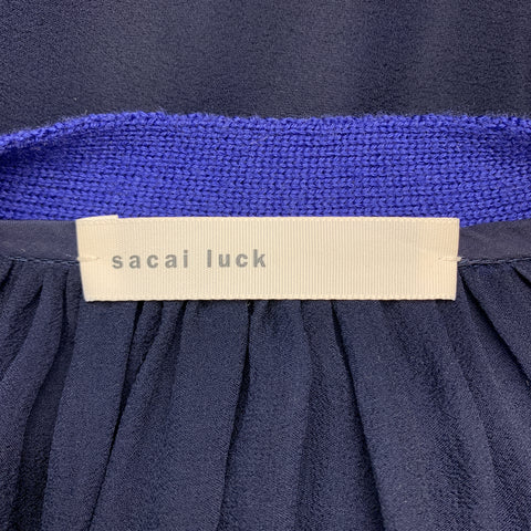 SACAI Taille M Bleu Mousseline Camisole Dos Cardigan