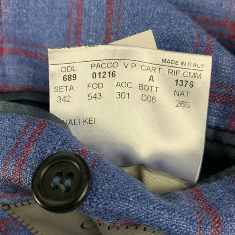 CANALI Size 40 Regular Blue Red Plaid Silk Cashmere Sport Coat