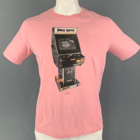 PS by PAUL SMITH Camiseta con cuello redondo y estampado gráfico en algodón rosa y negro talla L