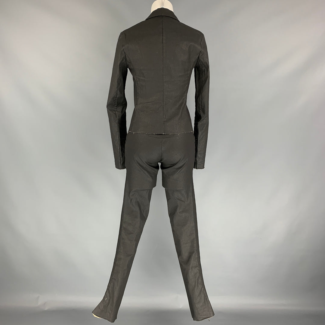 M.A+ Size S Slate Coated Canvas Raw Edge Pants Suit