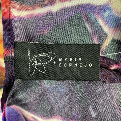 ZERO + MARIA CORNEJO Size 10 Purple Floral Satin Cold Shoulder Dress