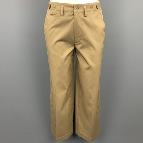 RALPH LAUREN Black Label Size 2 Khaki Cotton / Silk Wide Leg Dress Pants