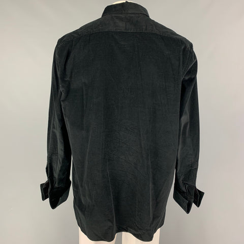 TOM FORD Size XXL Black Corduroy Cotton French Cuff Long Sleeve Shirt