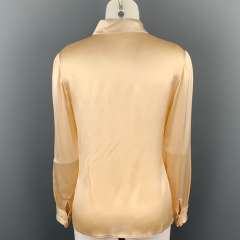 GIANNI VERSACE Size 4 Nude Satin Silk French Cuff Blouse