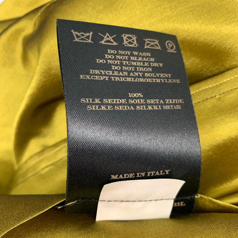 BURBERRY PRORSUM Spring 2008 Size S Mustard Metallic Silk Button Down Long Sleeve Shirt