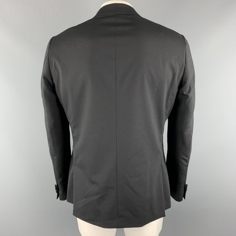 PAUL SMITH Size 44 Black Wool / Elastane Tuxedo Sequined Notch Lapel Sport Coat
