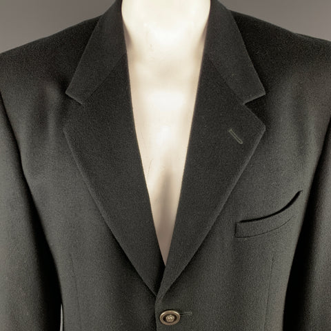 vintage VERSUS par GIANNI VERSACE Taille 42 Laine noire / Manteau de sport en relief en cachemire