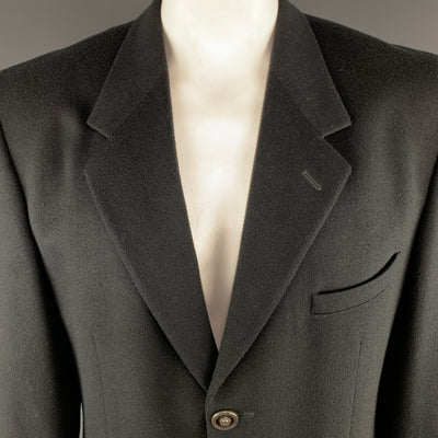 Vintage VERSUS by GIANNI VERSACE Size 42  Black Wool / Cashmere Embossed Sport Coat