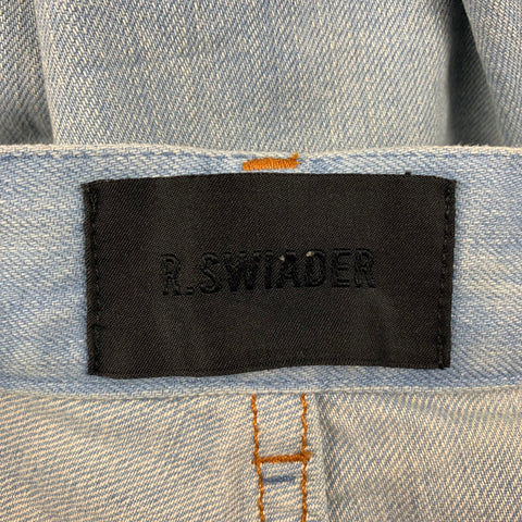 R. SWIADER Size 30 Light Blue Washed Cotton Skinny Jeans