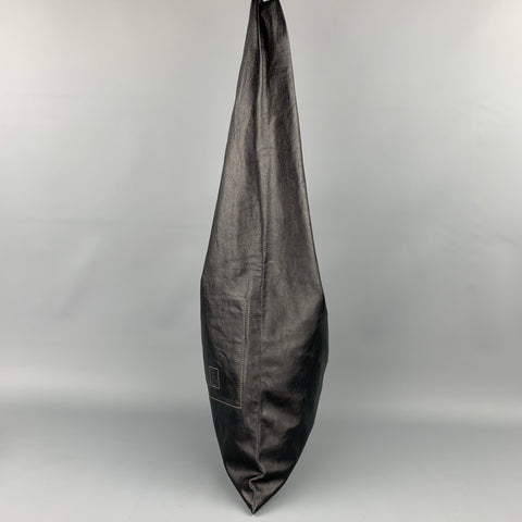 KISIM Black Contrast Stitch Leather Shoulder Bag