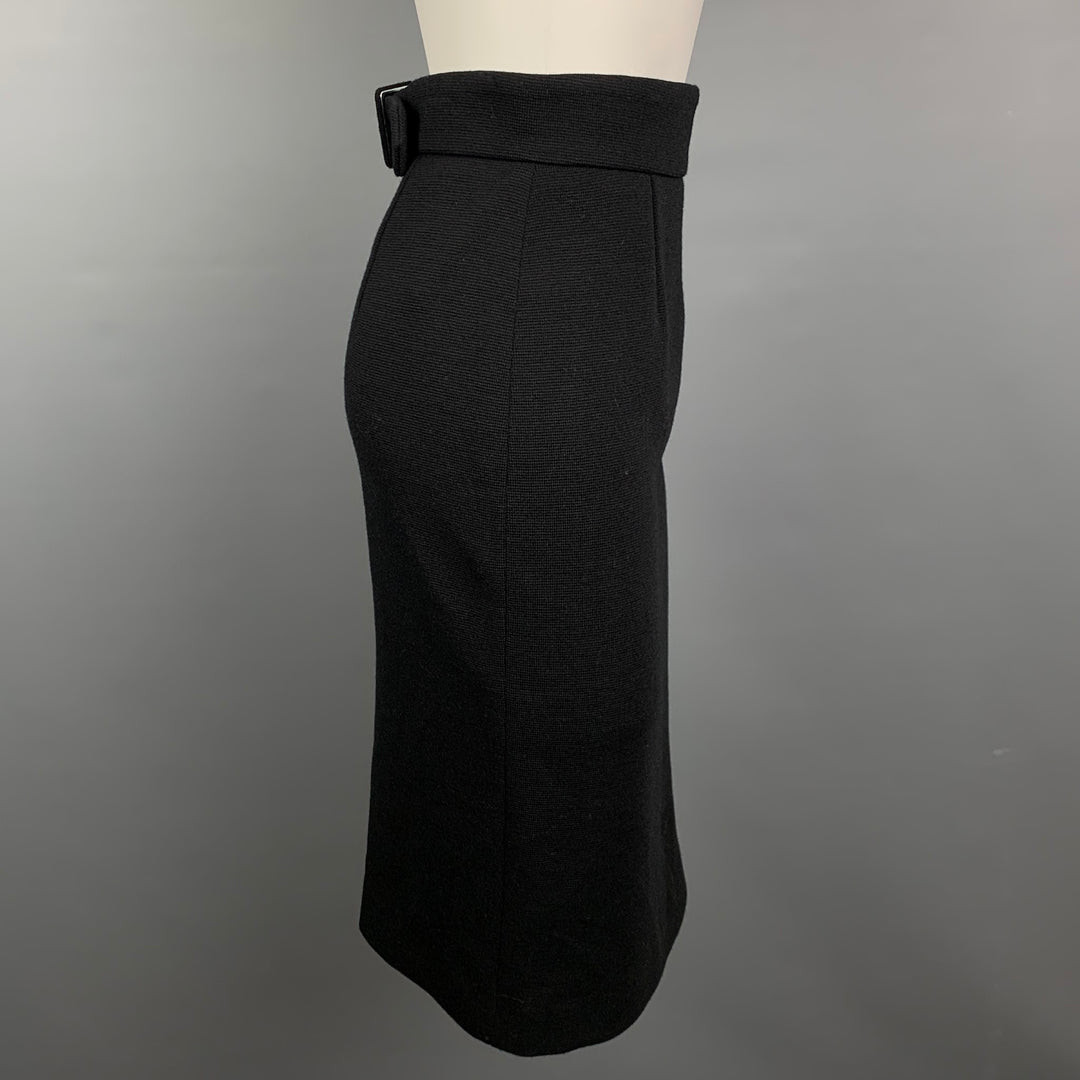 BARNEY'S NEW YORK Size 4 Black Jersey Textured Wool Skirt