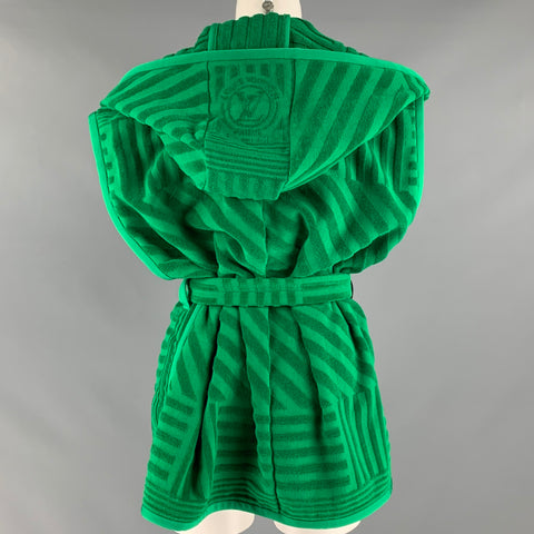 LOUIS VUITTON Size 6 Green Cotton Textured Belted Casual Top