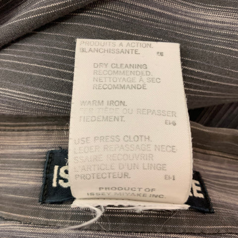 ISSEY MIYAKE Size M Grey White Stripe Cotton One Pocket Long Sleeve Shirt