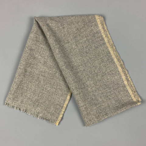 LOCHCARRON Grey Yellow Heather Wool Cashmere Scarf
