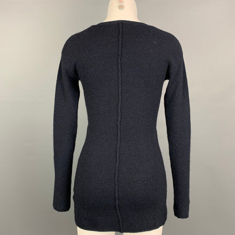 VINCE Talla XS Jersey de punto negro con cuello redondo y mezcla de cachemira
