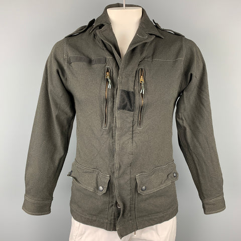 SAGE DE CRET Size L Dark Green Polyester Epaulettes Jacket