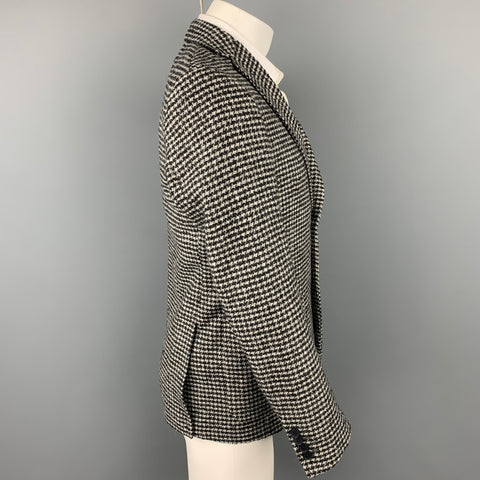 MICHAEL KORS Talla 36 Abrigo deportivo de mezcla de lana de pata de gallo negro y gris