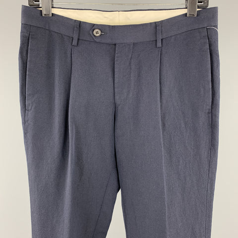 UNITED ARROWS Talla 30 Pantalones casuales con puños plisados ​​azul marino