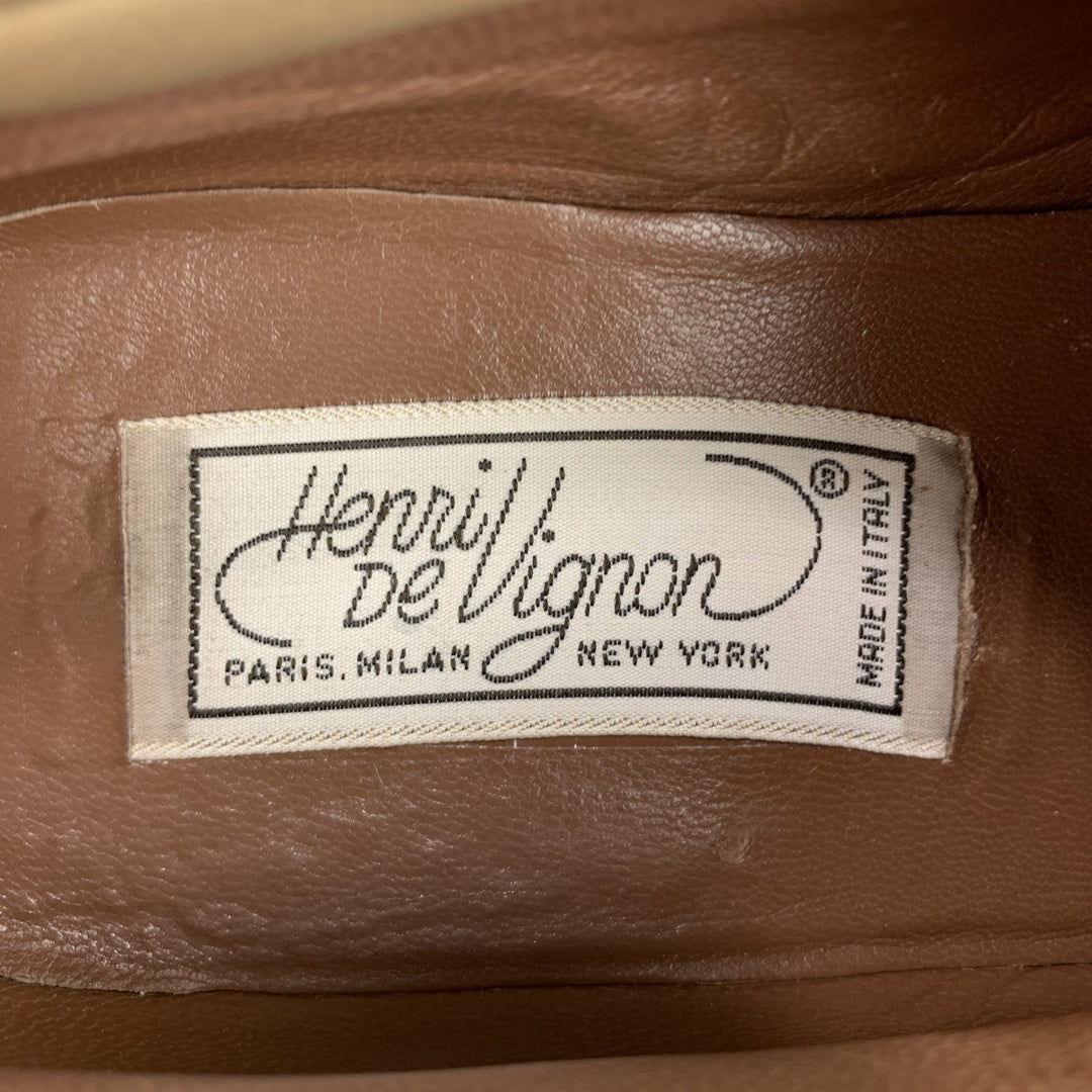 HERNI DE VIGNON Size 7.5 Taupe Solid Leather Lace Up