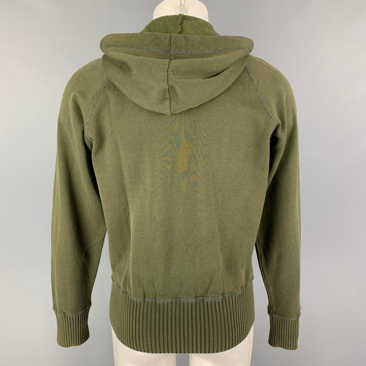BOTTEGA VENETA Size M Olive Cotton Wool Hooded Sweater