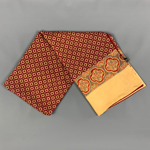 PAUL STUART Burgundy Gold Print Silk Twill Scarf