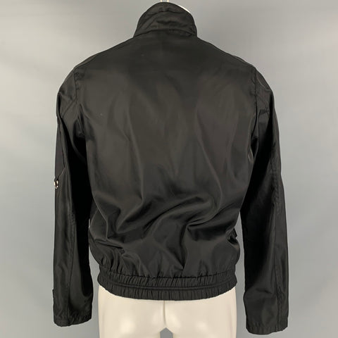 PRADA Chest Size 40 Size 40 Black Nylon Bomber Jacket