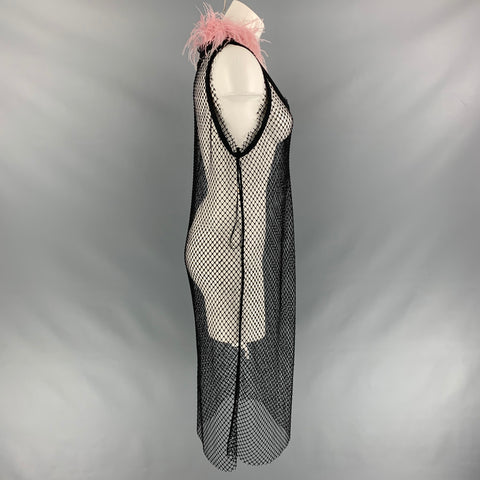 Nº21 Size 6 Black Pink Polyester Feathers Long Cocktail Dress