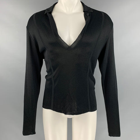 GUCCI Taille M Pull à col en V en tricot noir
