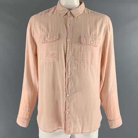VINCE Camisa Manga Larga Algodón Sorbete Naranja Talla XL