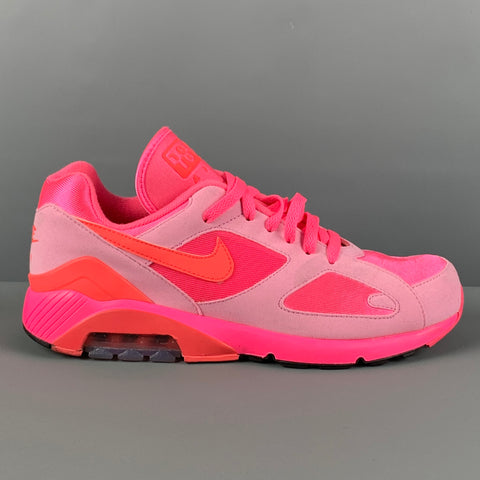 NIKE x COMME des GARCONS Air Max 180 Size 9.5 Pink Neon Mixed Materials Sneakers