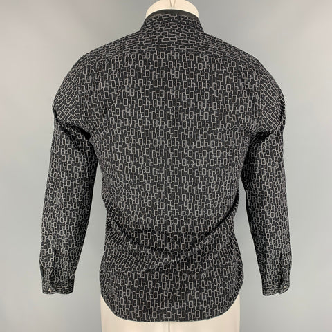 THE KOOPLES Size XS Black & White Geometric Cotton Button Down Long Sleeve Shirt
