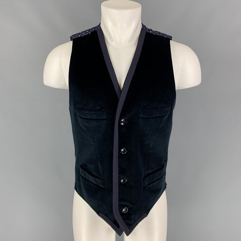 D&amp;G by DOLCE &amp; GABBANA Taille 38 Gilet en mélange de coton et velours bleu marine