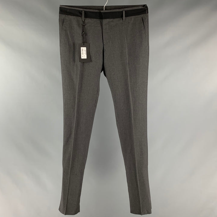 VIKTOR & ROLF Size 38 Grey Black Solid Wool Zip Fly Dress Pants