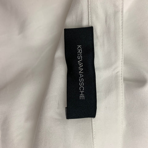 KRIS VAN ASSCHE Size L White Cotton Nehru Collar Long Sleeve Shirt