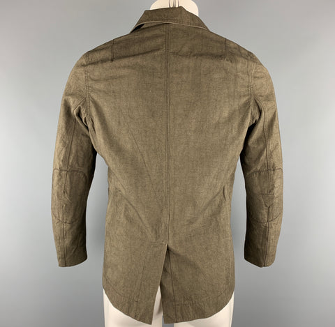WINGS + HORNS Size S Olive Solid Cotton / Linen Notch Lapel Jacket