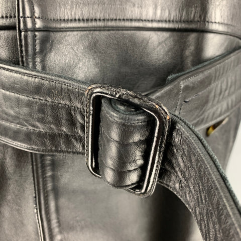 LOST WORLDS Size 42 Black Leather Trench Coat