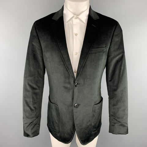 THEORY Size 40 Regular Black Velvet Notch Lapel Patch Pocket Sport Coat