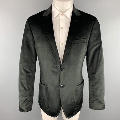 THEORY Size 40 Regular Black Velvet Notch Lapel Patch Pocket Sport Coat
