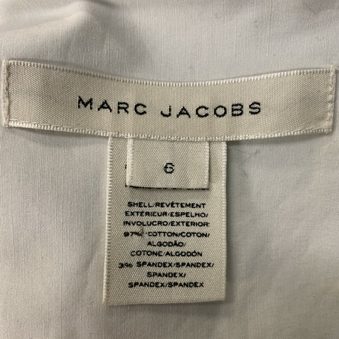 MARC JACOBS Size 6 White &  Blue Cotton/ Spandex Nautical Blouse