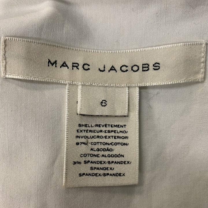 MARC JACOBS Size 6 White &  Blue Cotton/ Spandex Nautical Blouse