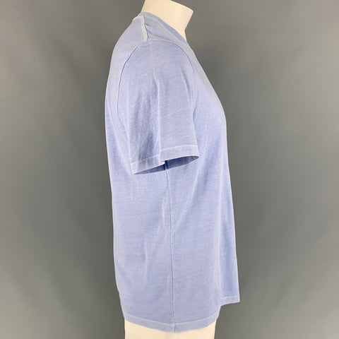 MAISON MARGIELA Size L Light Blue Cotton Crew-Neck T-shirt