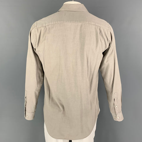 LORO PIANA Size M Grey Cotton Button Up Long Sleeve Shirt