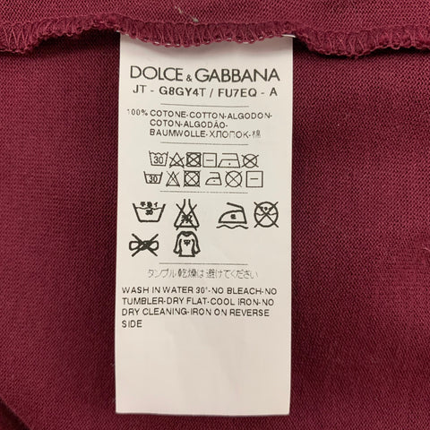 DOLCE & GABBANA Size M Burgundy Cotton Henley T-shirt