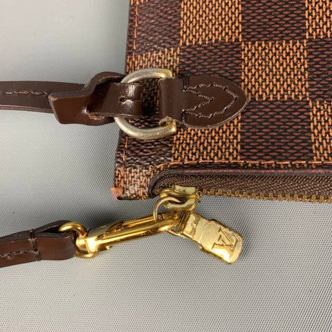 LOUIS VUITTON Brown Beige Damier Ebene Neverfull MM HM Pochette