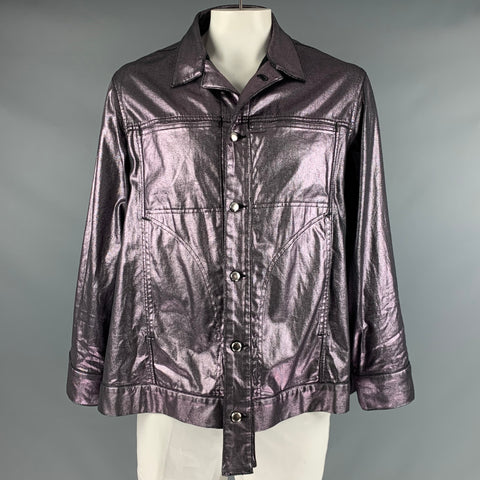 ECKHAUS LATTA Size L Purple Metallic Cotton Lycra Buttoned Jacket