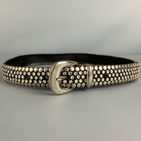 KIPPYS Size 30 Black Silver Studded Leather Rhinestones Belt