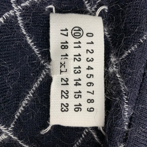MAISON MARTIN MARGIELA Size XL Navy & White Stripe Wool Blend Button Down Cardigan