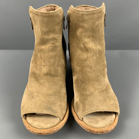 OFFICINE CREATIVE Size 8.5 Beige Suede Peep Toe Boots