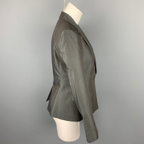 BOSS by HUGO BOSS Size 8 Grey Virgin Wool Blend Peak Lapel Blazer