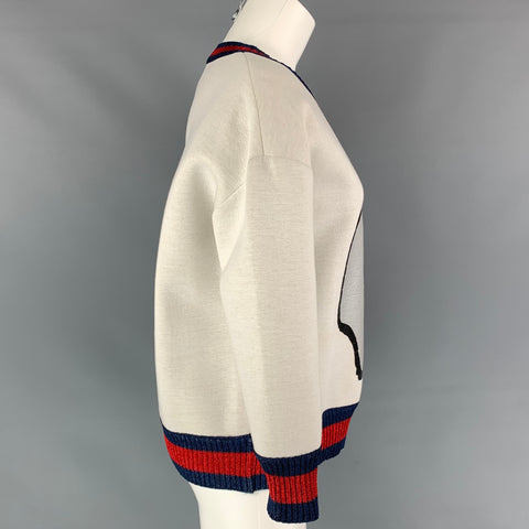 GUCCI Size L Beige Cotton GG Ice Skull Print Pullover Womens Sweater
